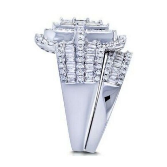 Multi Band Diamond Bride Engagement Statement Ring Set - Picture 6 of 17